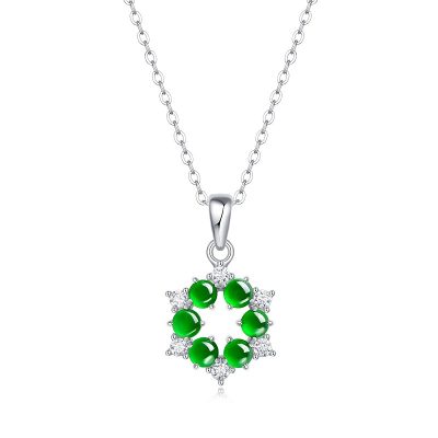 Five Stone Jade hoop pendant necklace
