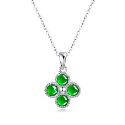Four-leaf clover jade pendant necklace