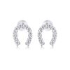 Sterling Silver Diamond Horseshoe Buckle Stud Earrings