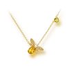 Citrine Peridot Bee Pendant Sterling Silver Necklace
