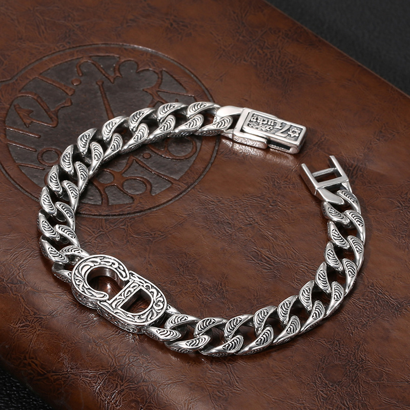 Thai Sterling Silver Rattan Cuban Bracelet CD Icon Bracelet