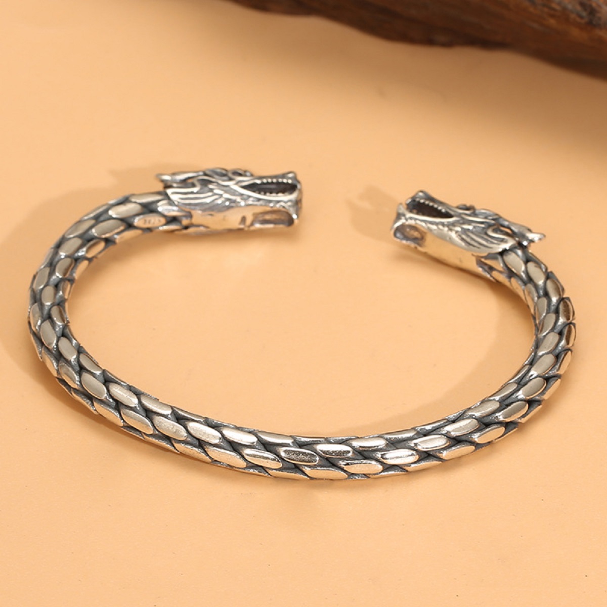 925 Sterling Thai Silver Dragon Open Bangle