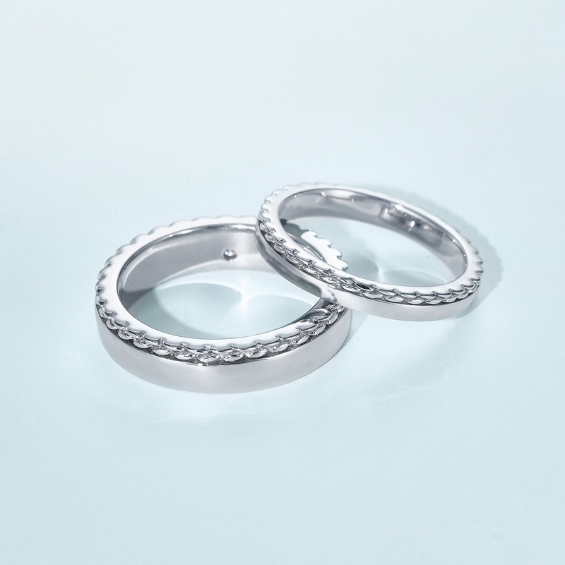 Couple Ring Sterling Silver With Diamond Wedding Band-cukari.com